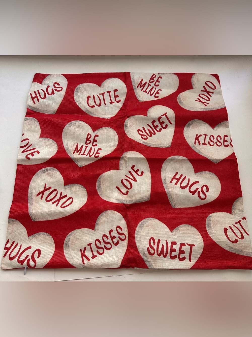 2 PCs Valentine Theme Red Square Throw Pullow Covers Home
